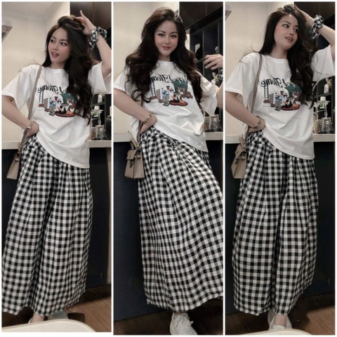 SÉT CỘC TRẮNG GHI SWEET HOME CV KẺ KÈM BUỘC TÓC