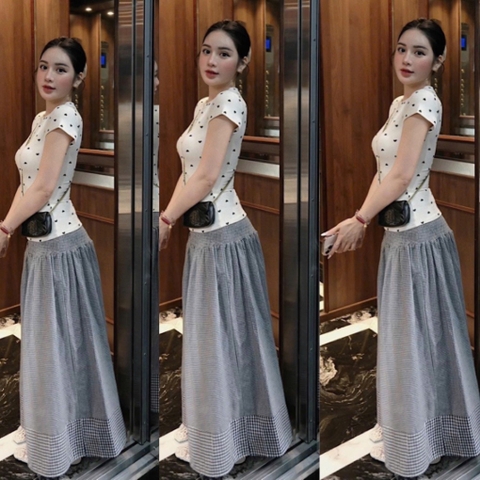 SET 3CT ÁO TIM BE MIX CV KẺ KÈM BUỘC TÓC