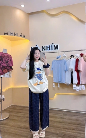 BỘ CỘC BE HÌNH VỊT MIX QUẦN SUÔNG BI PHỐI REN