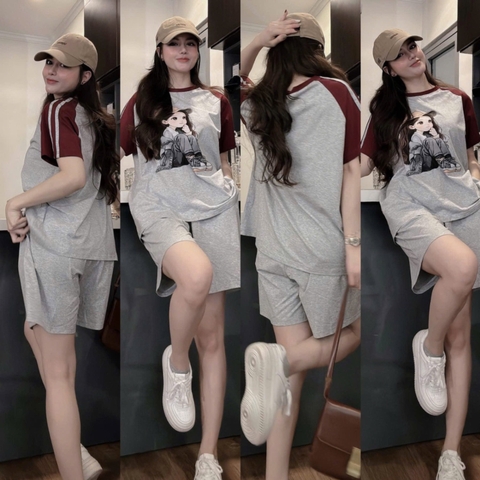 BỘ ĐÙI GHI PHỐI ĐỎ HÌNH CÔ GÁI ĐỘI MŨ