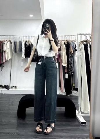 QUẦN JEAN SUÔNG THÊU NƠ TÚI 2 MÀU