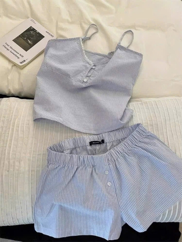 BỘ ĐÙI 2S KẺ MIX REN HỒNG XANH