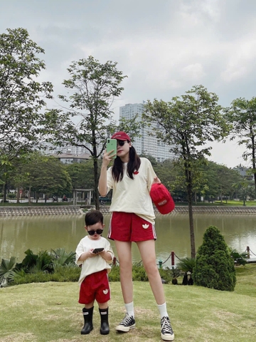 BỘ ĐÔI MẸ BÉ DAS ÁO BE QUẦN ĐỎ