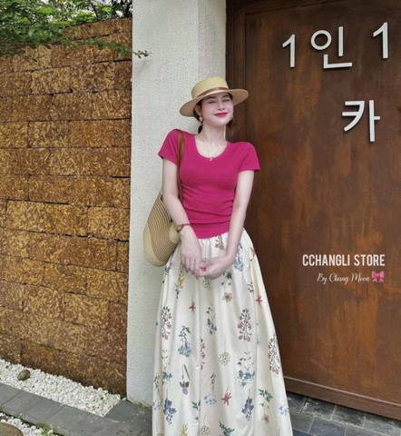 SET ÁO CỘC HỒNG MIX CV MIDI HOA