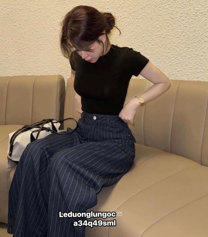 QUẦN JEAN SUÔNG KẺ DÁNG RỘNG