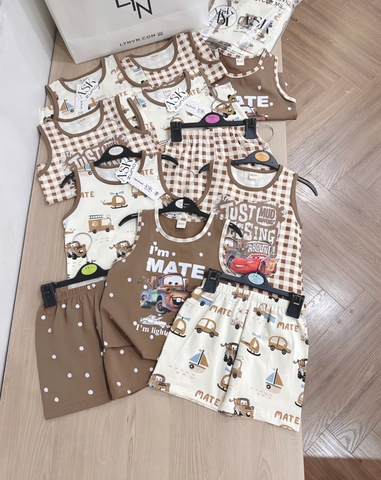 - SET 3 BỘ ĐÙI BÉ TRAI BA LỖ OTO nâu be