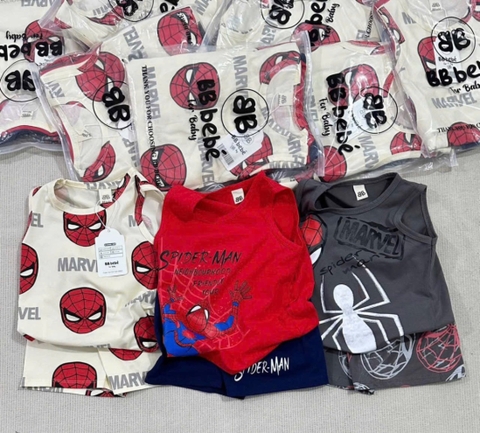 - SET 3 BỘ ĐÙI BÉ TRAI BA LỖ MARVEL đỏ xám be