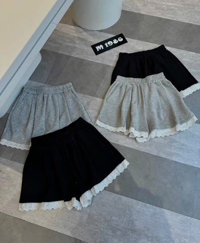 SET 2 QUẦN SOOC UMI VIỀN REN ĐEN GHI