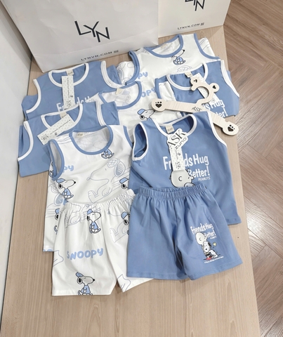 - SET 2 BỘ ĐÙI BÉ TRAI BA LỖ CHÓ SNOOPY xanh trắng