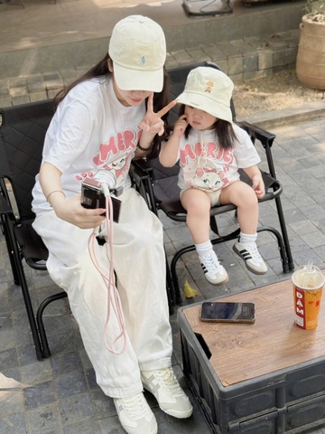 ÁO PHÔNG ĐÔI MẸ BÉ TRẮNG MÈO MERIE