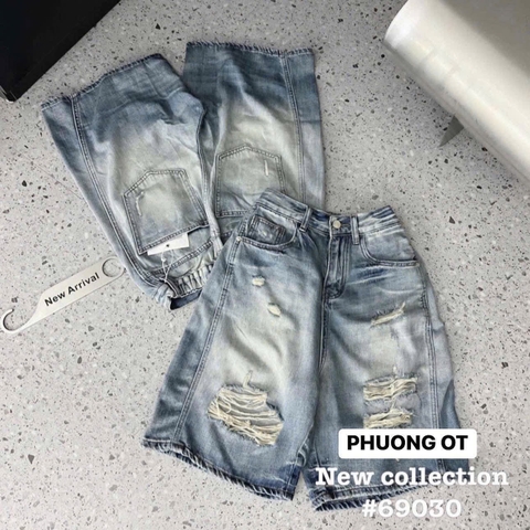 QUẦN SOOC JEAN MÀI RÁCH MAUD XANH