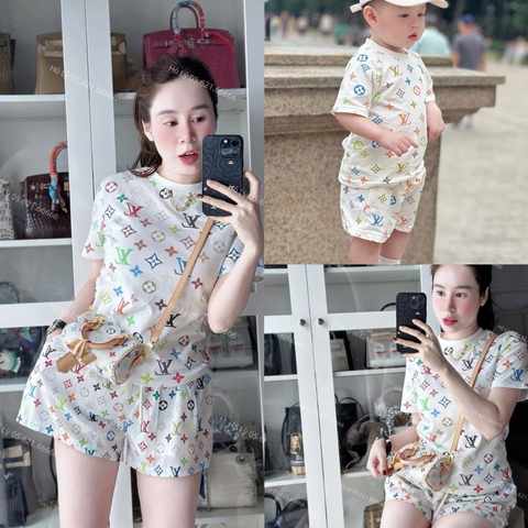 - BỘ ĐÙI ĐÔI MẸ BÉ MÀU TRẮNG LV SẮC MÀU