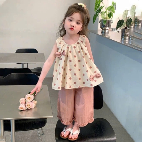 SET ĐŨI ÁO CHẤM BI ĐÍNH NƠ