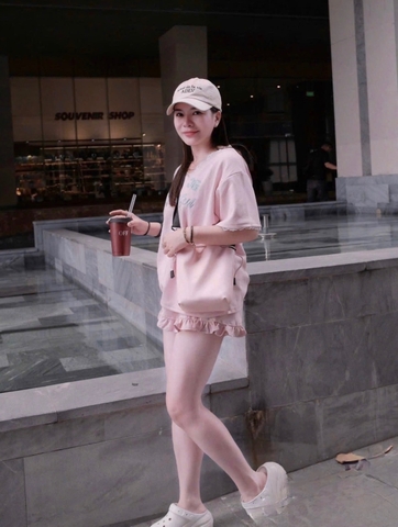 BỘ ĐÙI HỒNG CỔ TIM THÊU CỔ REN BEAUTI