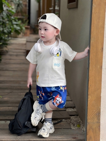 - BỘ ĐÙI BÉ TRAI ÁO TRẮNG BLUEY QUẦN XANH