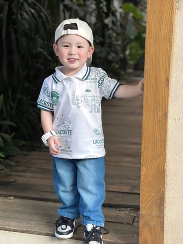 - BỘ BÉ TRAI ÁO POLO TRẮNG LASCOTE QUẦN BÒ DÀI
