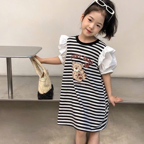 XẢ KHO VÁY ÁO GẤU PHỐI TAY