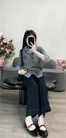 QUẦN JEAN SUÔNG XANH ĐẬM VIỀN