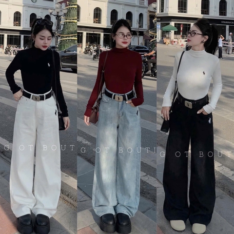 QUẦN JEAN SUÔNG THÊU NGỰA 3 MÀU