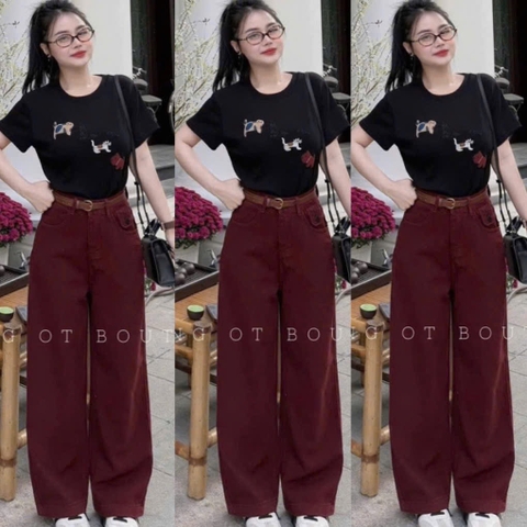 QUẦN JEAN SUÔNG ĐỎ TÚI NẮP