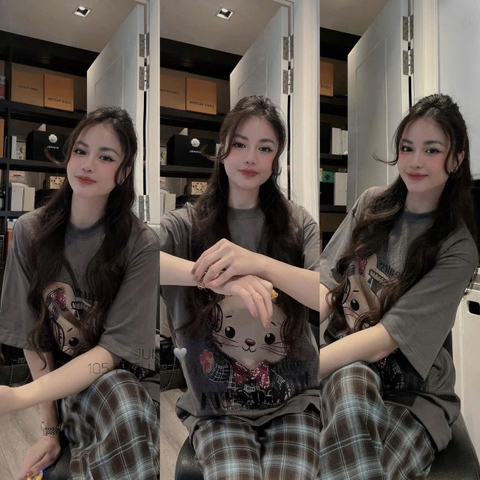 BỘ CỘC XÁM QUẦN SUÔNG HÌNH THỎ ĐEO TAI NGHE