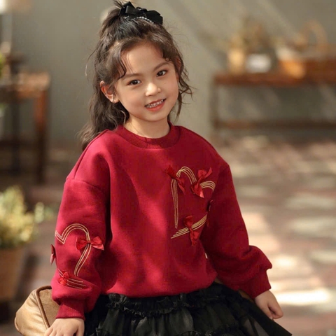 - SET BÉ GÁI ÁO ĐỎ TIM ĐÍNH NƠ CVAY XOÈ TẦNG