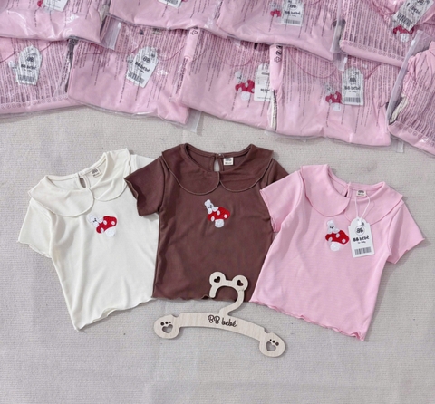 - SET 3 ÁO BÉ GÁI CỘC THÊU NẤM CỔ SEn