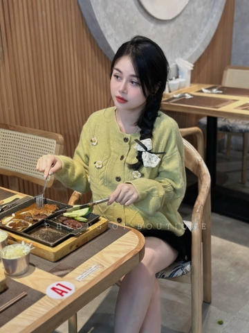 ÁO LEN CDG XANH CỐM ĐÍNH HOA QCCC