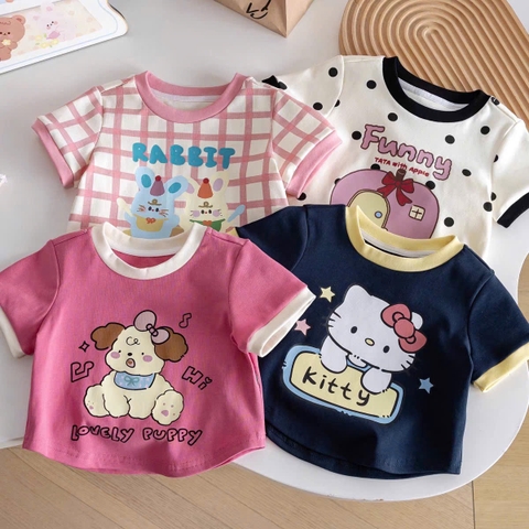 - SET 4 ÁO BÉ GÁI CỘC KITTY GẤU PUPPY HỒNG
