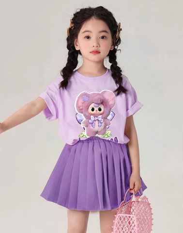 - SET BÉ GÁI SIZE ĐẠI ÁO TÍM BABY3 CVAY XẾP LI