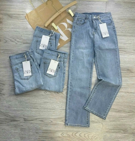 Hàng đẹp - QUẦN JEAN SUÔNG ZRF MÀU XANH MÁC DA