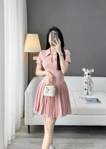 - VÁY LENZIP HỒNG DẬP LI KHOÁ TRƯỚC