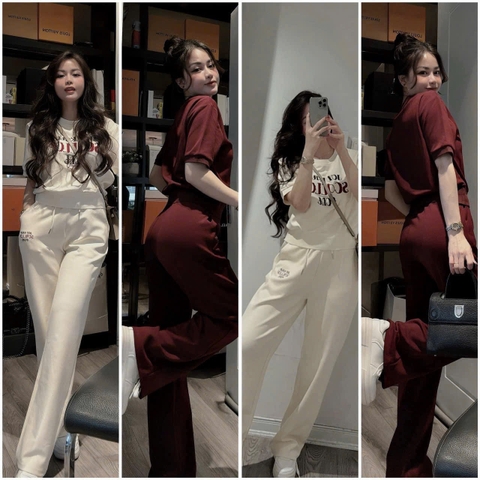 - BỘ NỮ ÁO CỘC JOY KATE QUẦN SUÔNG