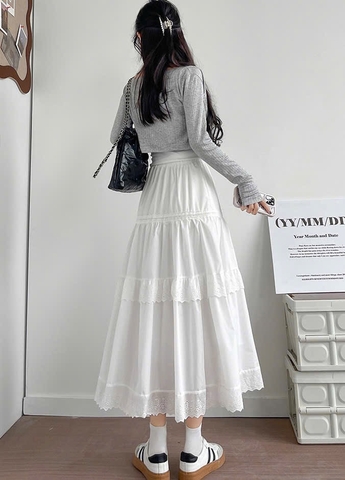 CHÂN VÁY BOIL TẦNG PHỐI REN QC M2519