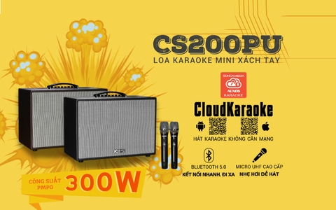 Loa karaoke xách tay ACNOS KBEATBOX CS200PU - Bass 2 tấc, công suất 300W - Dàn karaoke di động