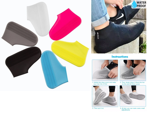 2 chiếc ủng cao su bọc giày đi mưa bằng Silicon co giãn, chống trượt, chống bẩn
