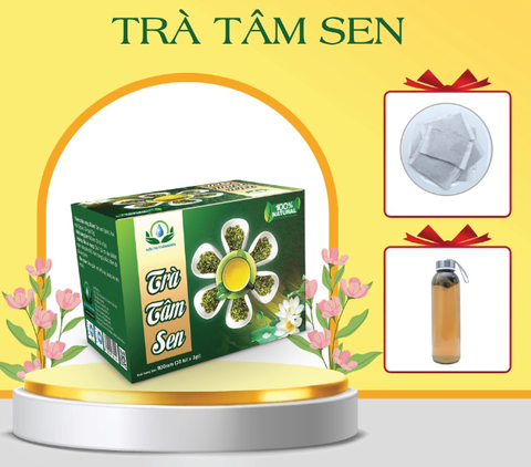 Trà tâm sen Hộp 30 túi lọc x 3gr an thần, hỗ trợ mất ngủ, giảm Stress, giữ dáng, đẹp da