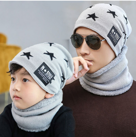 Set Mũ len kèm khăn có lót lông giữ ấm cho trẻ em