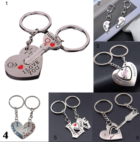 2 Móc khóa hợp kim hình trái tim độc đáo, lãng mạn dùng làm quà tặng ngày Valentine cho cặp đôi