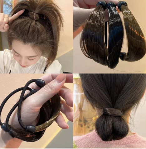 Dây Buộc Tóc Cao Su Co Giãn Đính Tóc Giả Thời Trang Cho Nữ