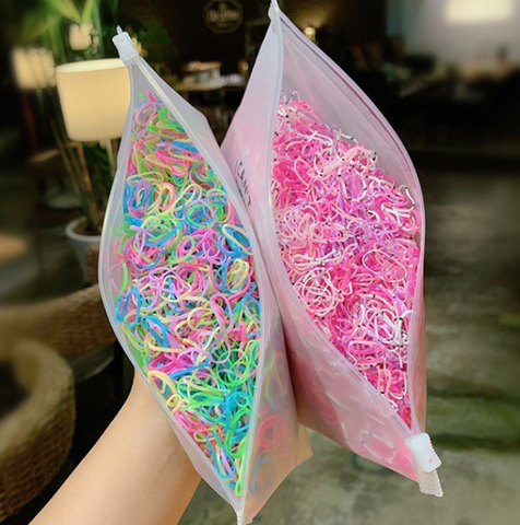 Set 1000 dây chun buộc tóc đàn hồi nhỏ đầy màu sắc. Dây buộc tóc đuôi ngựa Bộ buộc tóc Bộ Scrunchies cho mẹ và bé