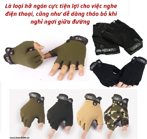 Găng tay đi xe máy, đi phượt, tập Gym 511 hở ngón thời trang