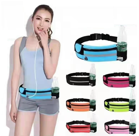 Túi đeo hông, đeo bụng chạy bộ thể thao đựng chai nước điện thoại có lỗ đeo tai nghe