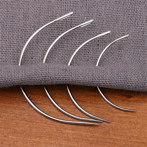 Combo 10 Kim cong chữ C, kim khâu tay bán nguyệt lỗ lớn đa năng, kim khâu da  kim may Túi xách, Bóp ví Handmade DIY..