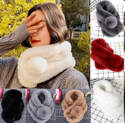 Khăn choàng cổ giả lông thỏ mềm mại, ám áp, sang trọng, thời trang mùa đông