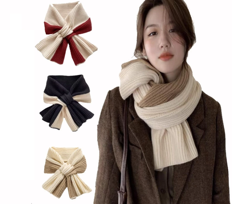 Khăn quàng cổ len đan dày cài chéo thắt nơ cho nữ thời trang cute nhiều màu sắc mềm mại giữ ấm mùa đông