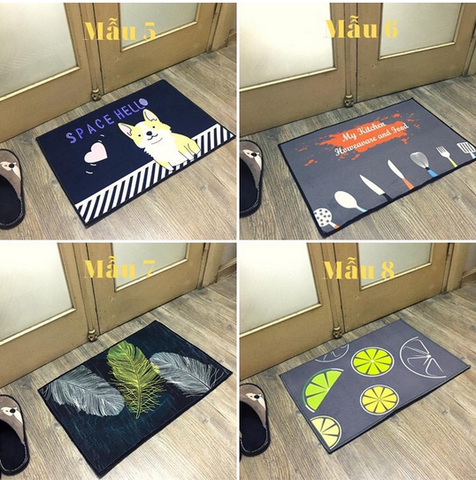Thảm lau chùi chân, trang trí họa tiết 3D đế cao su chống trượt 40 x 60