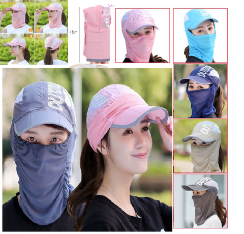Mũ lưỡi trai chống nắng kèm khăn lưới mỏng chống tia uv có thể tháo rời, gấp gọn tiện đi du lịch
