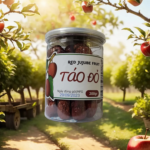Hộp 200gr táo đỏ Tân Cương sấy khô vị thanh ngọt Nguyên Liệu Pha Trà, Nấu Chè Dưỡng Nhan, Giảm Nguy Cơ Tiểu Đường
