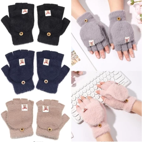 Găng Tay Len Hở Ngón Có Đầu Bịt Đính Sừng Hươu Thời Trang Hàn Quốc Xinh Xắn